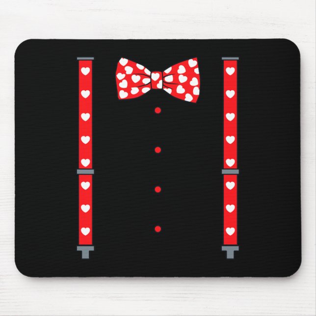 Valentines Day Suspenders And Hearts Bow Tie Boys  Mouse Pad (Front)