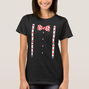 Valentines Day Suspenders And Hearts Bow Tie Cute T-Shirt