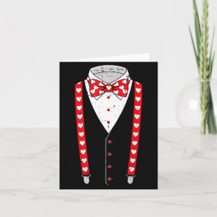 Valentines Day Suspenders Bow Tie Suit Costume Men Card
