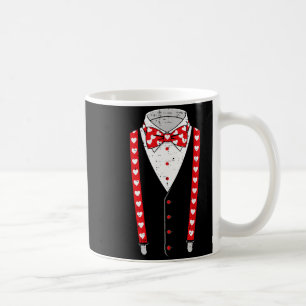 Valentines Day Suspenders Bow Tie Suit Costume Men Coffee Mug