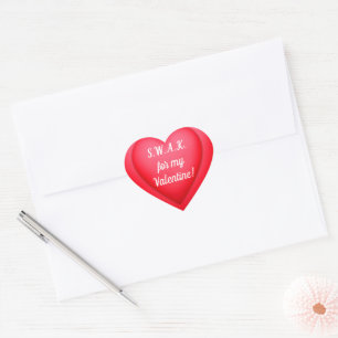 Valentine's Day SWAK Red Heart Personalised Sticker