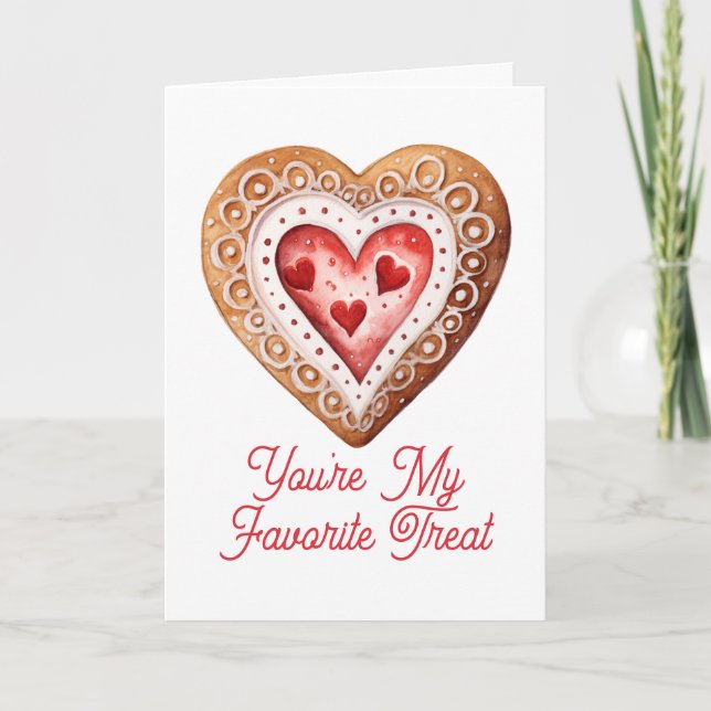 Valentines Day Sweet Cookie Heart Favorite Treat Holiday Card (Front)