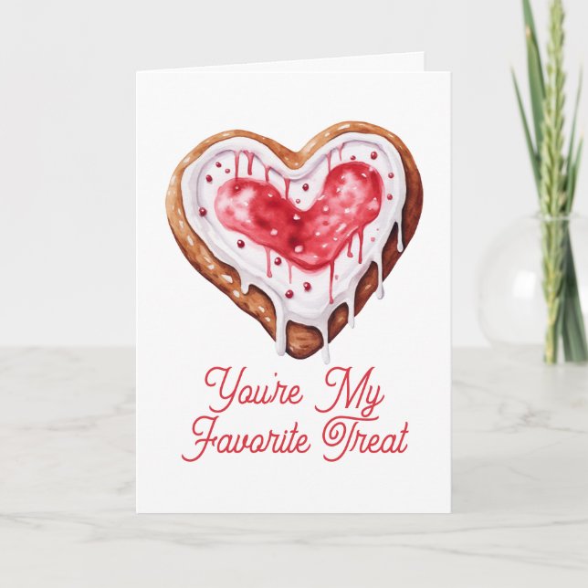 Valentines Day Sweet Cookie Heart Favorite Treat Holiday Card (Front)