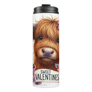 Valentines Day Sweet Highland Cow Thermal Tumbler