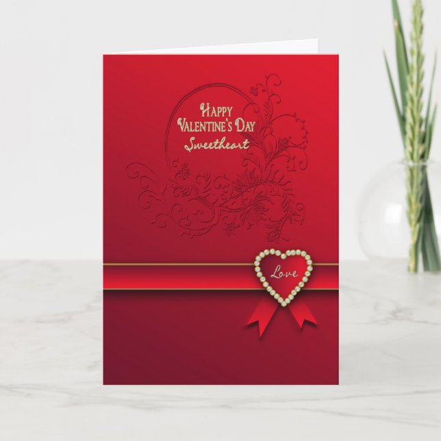 Valentine's Day - Sweetheart - Red/Heart/romantic Holiday Card (Front)