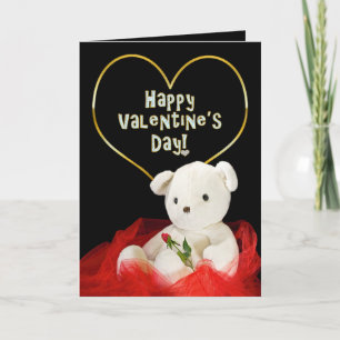 Valentine's Day - SWEETIE! Teddy Bear/Red Rose Holiday Card