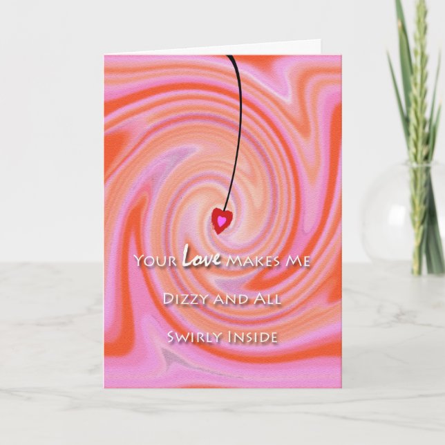 Valentine's Day Swirly Dizzy Love Holiday Card (Front)