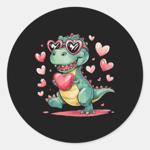Valentine's Day T-rex Dinosaur Love Cute Women Gir Classic Round Sticker