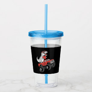 Valentine's Day T Rex Dinosaur Riding Monster Truc Acrylic Tumbler