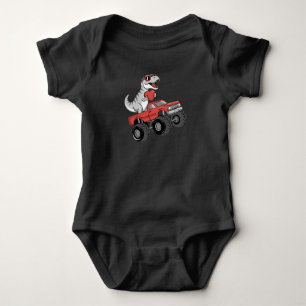 Valentine's Day T Rex Dinosaur Riding Monster Truc Baby Bodysuit