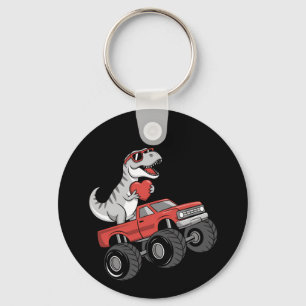 Valentine's Day T Rex Dinosaur Riding Monster Truc Key Ring