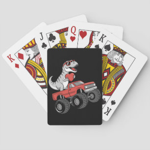 Valentine's Day T Rex Dinosaur Riding Monster Truc Playing Cards