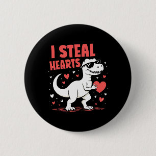 Valentines Day T-rex I Steal Hearts Dinosaur Love  6 Cm Round Badge
