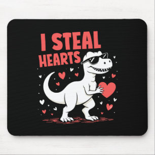 Valentines Day T-rex I Steal Hearts Dinosaur Love Mouse Pad