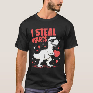 Valentines Day T-rex I Steal Hearts Dinosaur Love T-Shirt