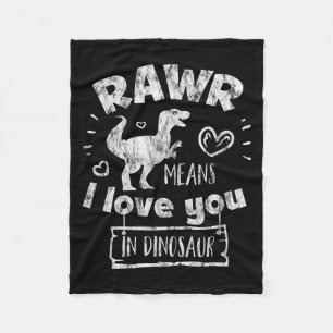 Valentine's Day T-rex Rawr Means I Love You In Din Fleece Blanket