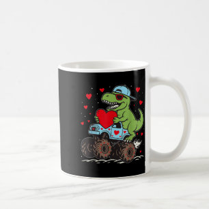Valentines Day T Rex Riding Monster Truck Funny To Coffee Mug