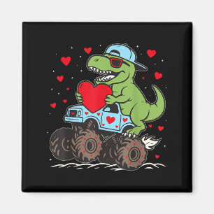 Valentines Day T Rex Riding Monster Truck Funny To Magnet