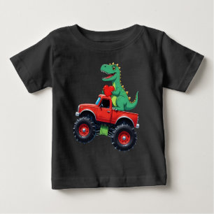 Valentines Day T Rex Riding Monster Truck Toddler Baby T-Shirt