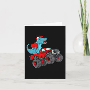 Valentines Day T Rex Riding Monster Truck Toddler  Card