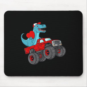 Valentines Day T Rex Riding Monster Truck Toddler Mouse Pad
