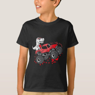 Valentines Day T Rex Riding Monster Truck Toddler  T-Shirt