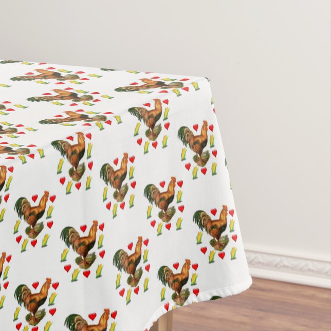 Valentine's Day Tablecloth Rooster (In Situ)