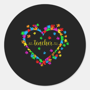 Valentines Day Teacher Autism Awareness 100 Days H Classic Round Sticker