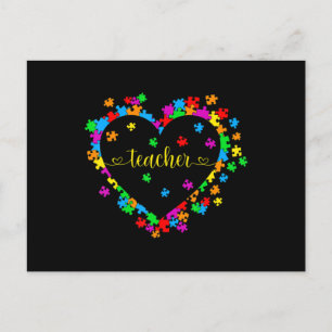 Valentines Day Teacher Autism awareness 100 days H Postcard