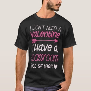 Valentine's Day Teacher Cute Arrow Heart Pink Clas T-Shirt