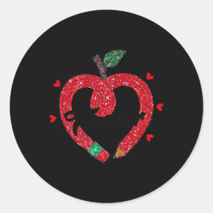 Valentine's Day Teacher Heart Women Inspirational Classic Round Sticker