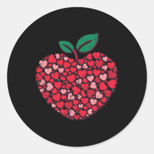 Valentines Day Teacher Hearts Apple Love Teach Wom Classic Round Sticker