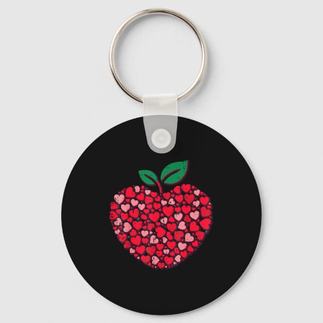 Valentines Day Teacher Hearts Love Teach Women Men Key Ring (Front)