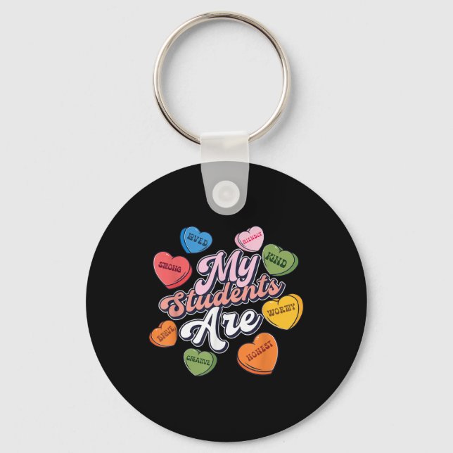 Valentines Day Teacher Positive Affirmations Candy Key Ring (Front)
