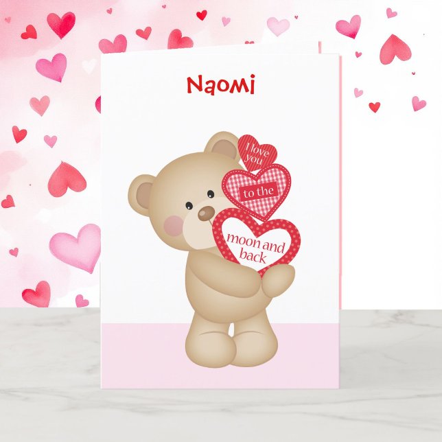 Valentine's Day Teddy Bear Bee Mine Child's Name Holiday Card (Creator Uploaded)