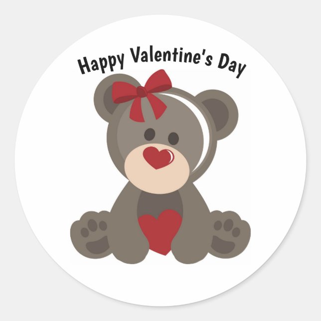 Valentine's Day Teddy Bear  Classic Round Sticker (Front)