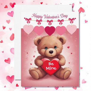 Valentine's Day Teddy Bear Classroom Friends Holiday Card