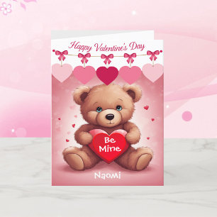 Valentine's Day Teddy Bear Custom Text Bee Mine Holiday Card