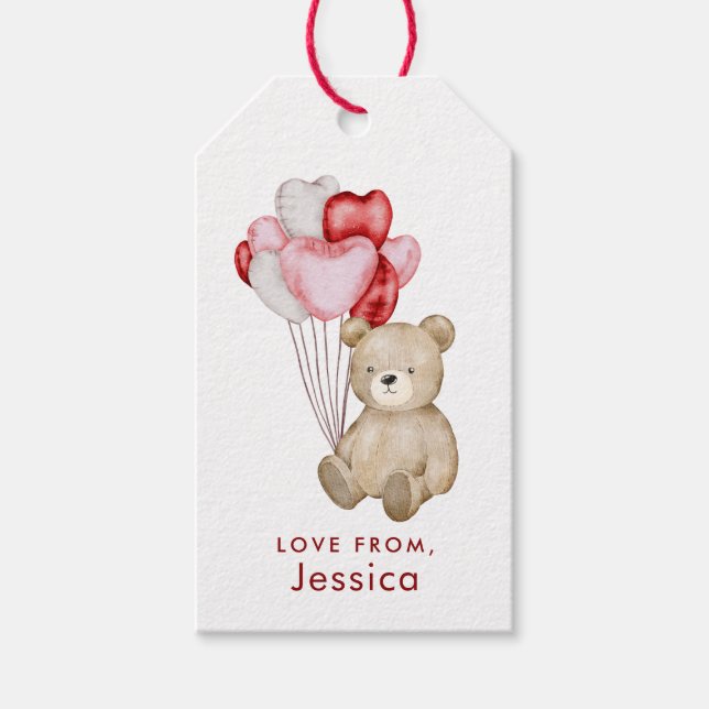 Valentine's Day Teddy Bear Gift Tags (Front)