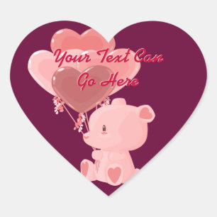 Valentine's Day Teddy Bear Heart Stickers