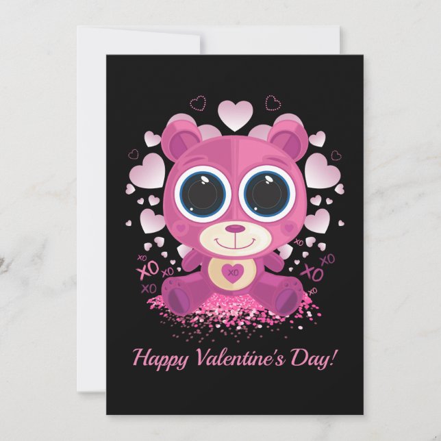 Valentine's Day Teddy Bear Holiday Card (Front)