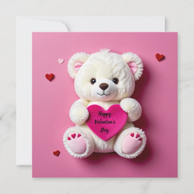 Valentine's Day Teddy Bear Holiday Card (Front)