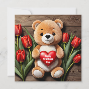 Valentine's Day Teddy Bear Holiday Card