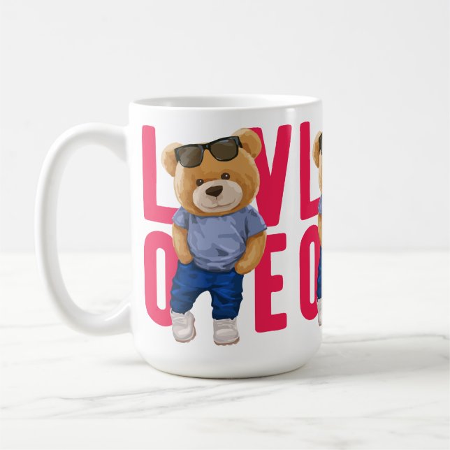 Valentine's Day Teddy Bear Love Design Coffee Mug (Left)