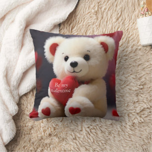 Valentine's Day Teddy Bear Throw Pillow (Red)