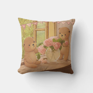 Valentine's Day: Teddy Bears & Flowers Cushion