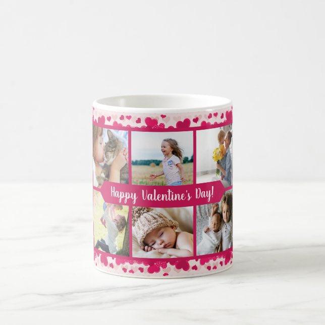 Valentine's Day Ten Photo Collage with Hearts Coffee Mug (Center)