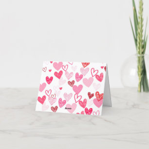 Valentines Day Thank you note, Heart thank you Card