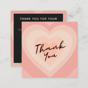 Valentine's Day Thank You Pink Heart Shapes Trendy Square Business Card