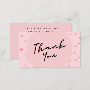 Valentine's Day Thank You Pink Romantic Heart Love Business Card